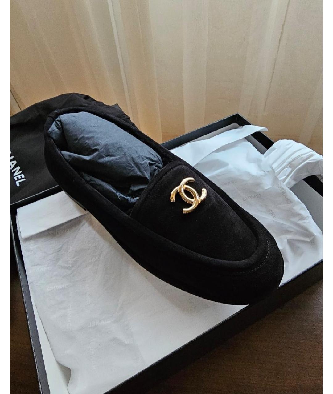 CHANEL Черные замшевые лоферы, фото 2