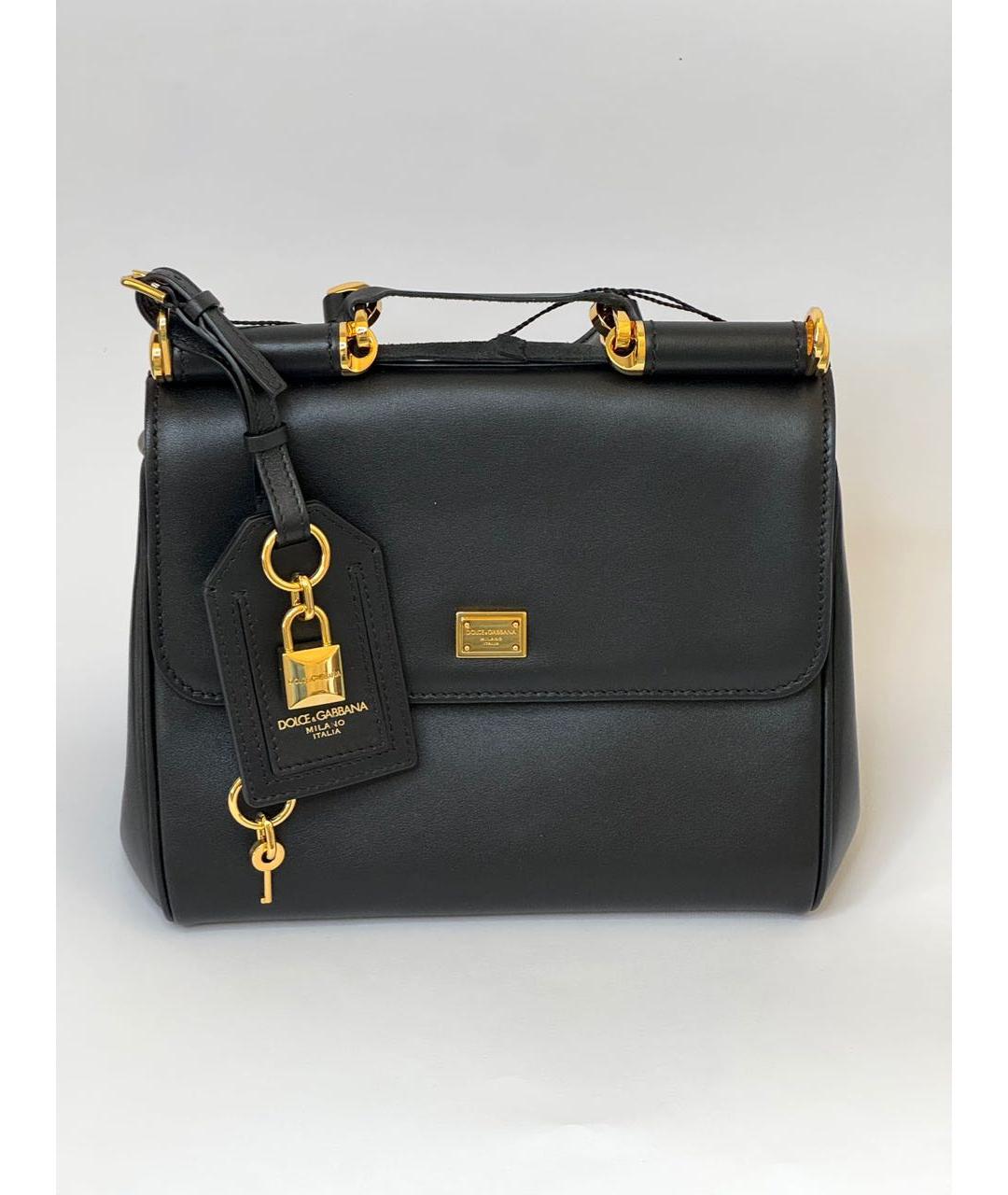 DOLCE&GABBANA Черная кожаная сумка с короткими ручками, фото 7