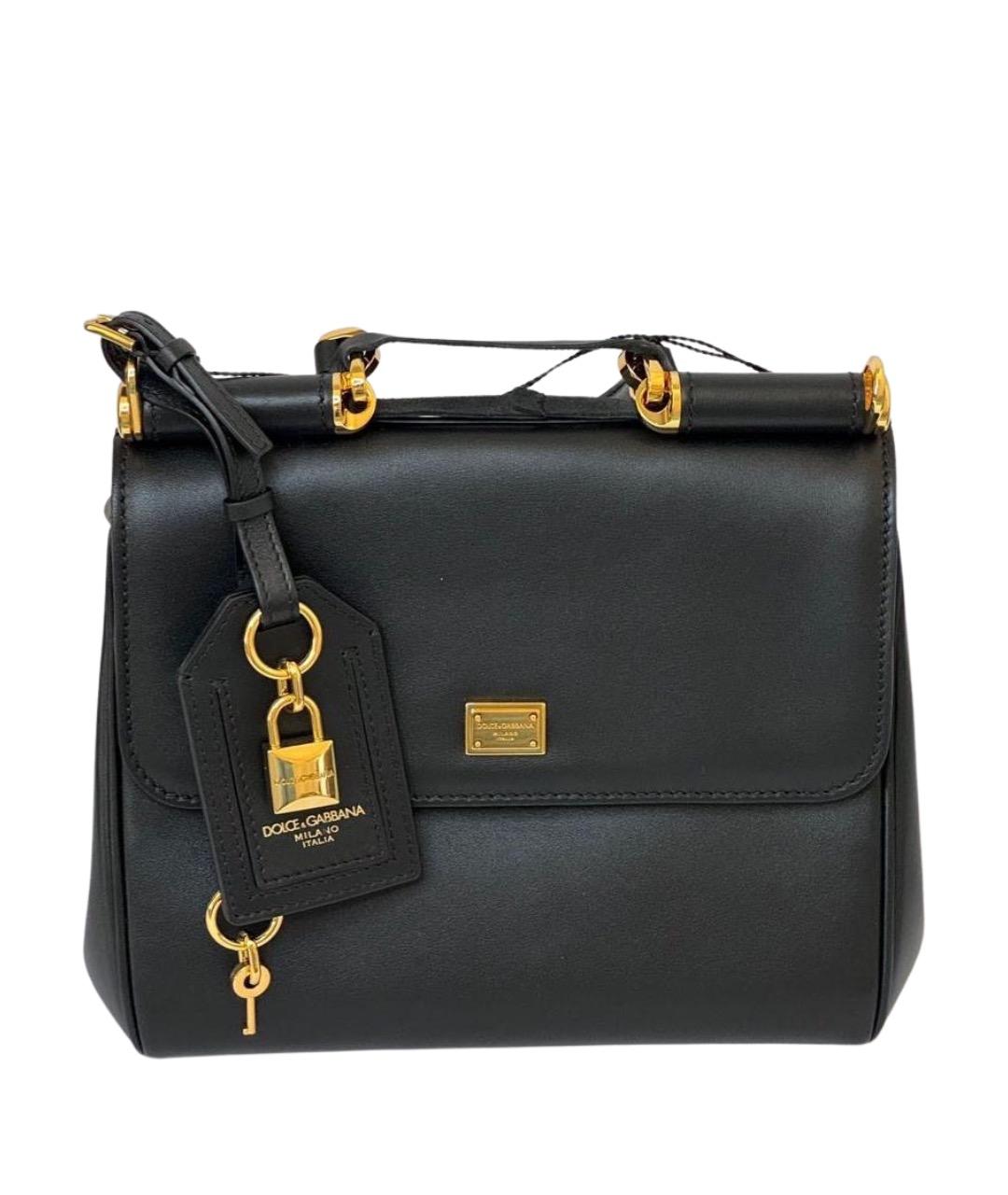 DOLCE&GABBANA Черная кожаная сумка с короткими ручками, фото 1