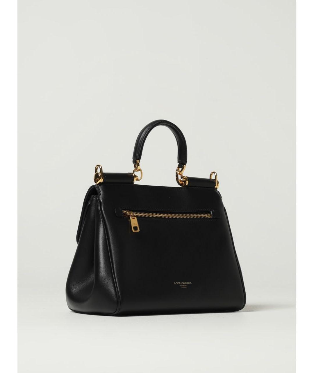 DOLCE&GABBANA Черная кожаная сумка с короткими ручками, фото 4