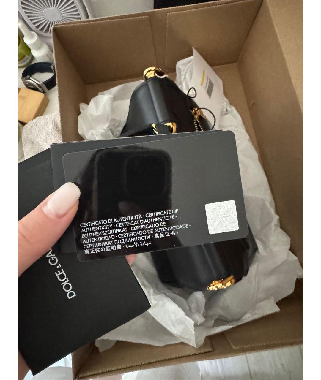 DOLCE&GABBANA Черная кожаная сумка с короткими ручками, фото 6