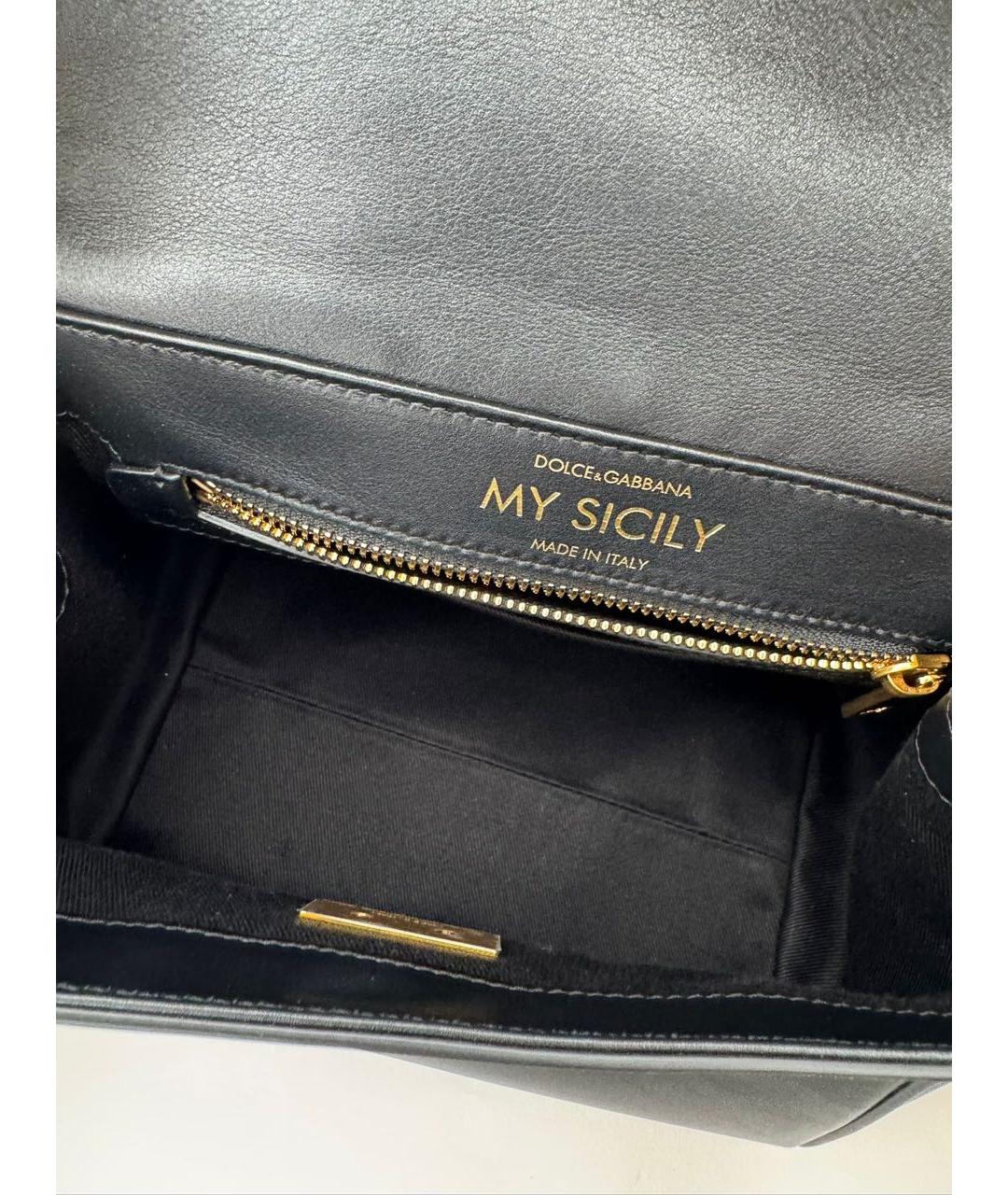 DOLCE&GABBANA Черная кожаная сумка с короткими ручками, фото 5