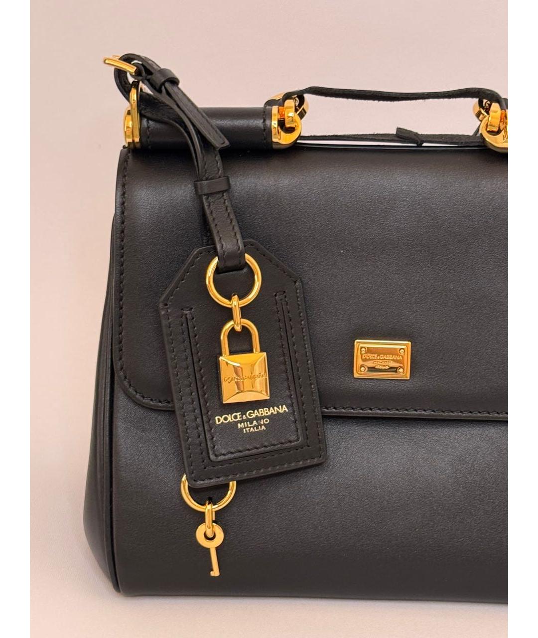 DOLCE&GABBANA Черная кожаная сумка с короткими ручками, фото 3