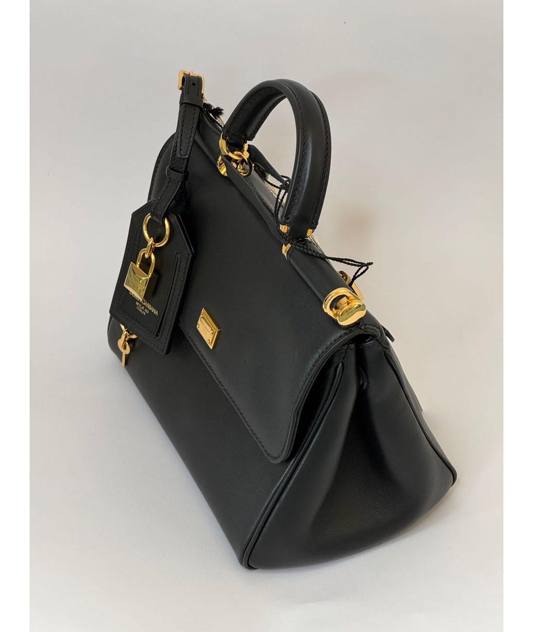 DOLCE&GABBANA Черная кожаная сумка с короткими ручками, фото 2