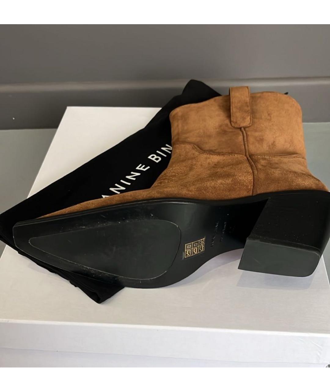 ANINE BING Коричневые замшевые полусапоги, фото 4