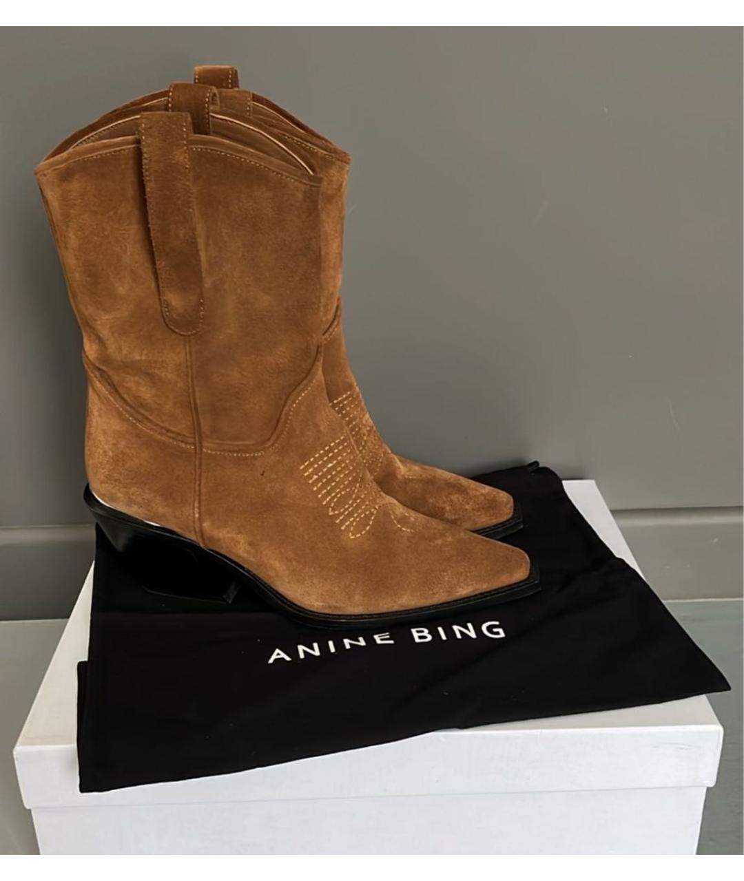 ANINE BING Коричневые замшевые полусапоги, фото 2
