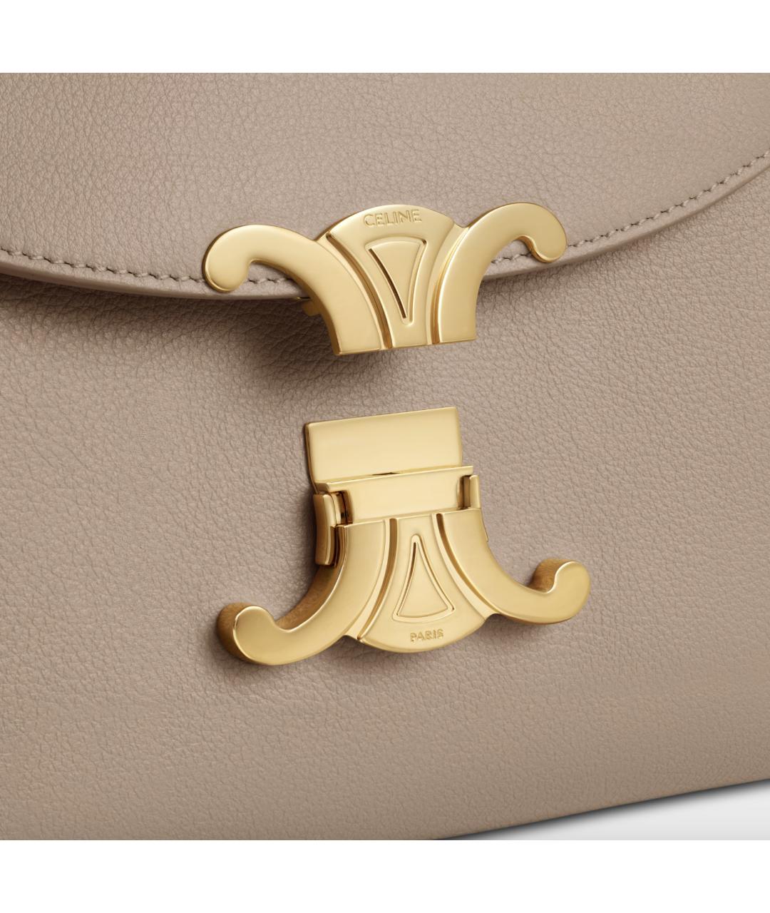 CELINE Бежевая кожаная сумка тоут, фото 5