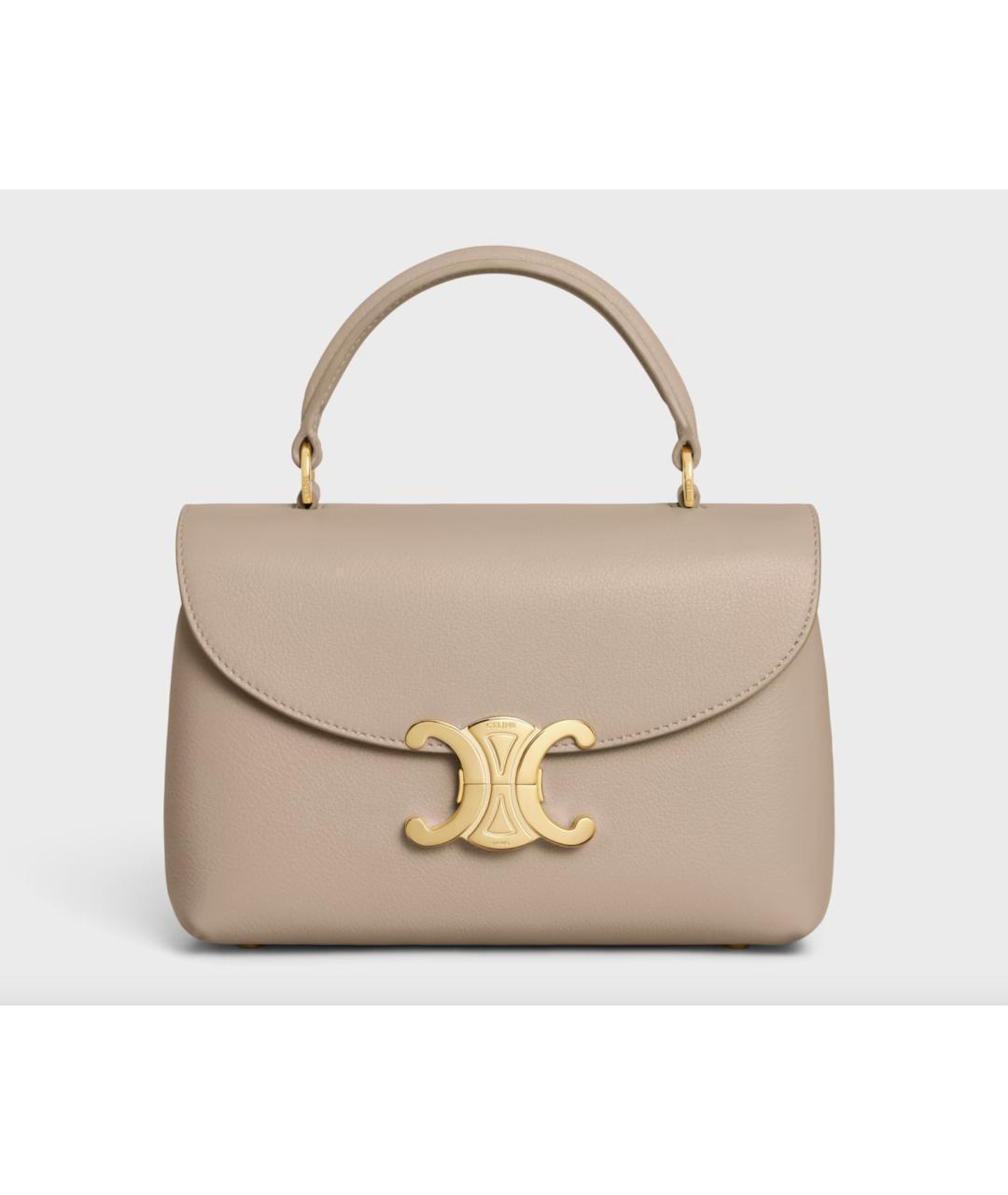 CELINE Бежевая кожаная сумка тоут, фото 6