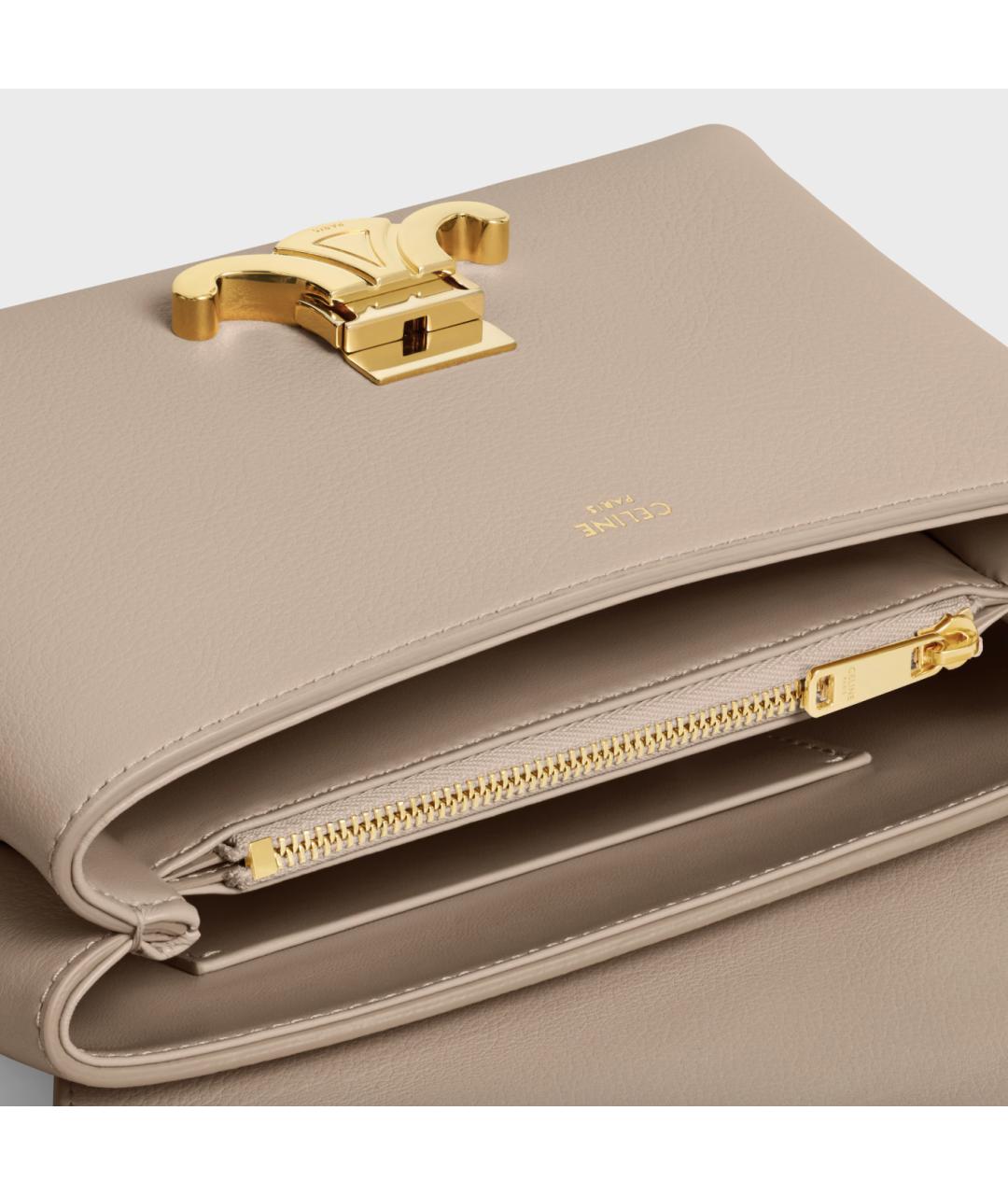 CELINE Бежевая кожаная сумка тоут, фото 4