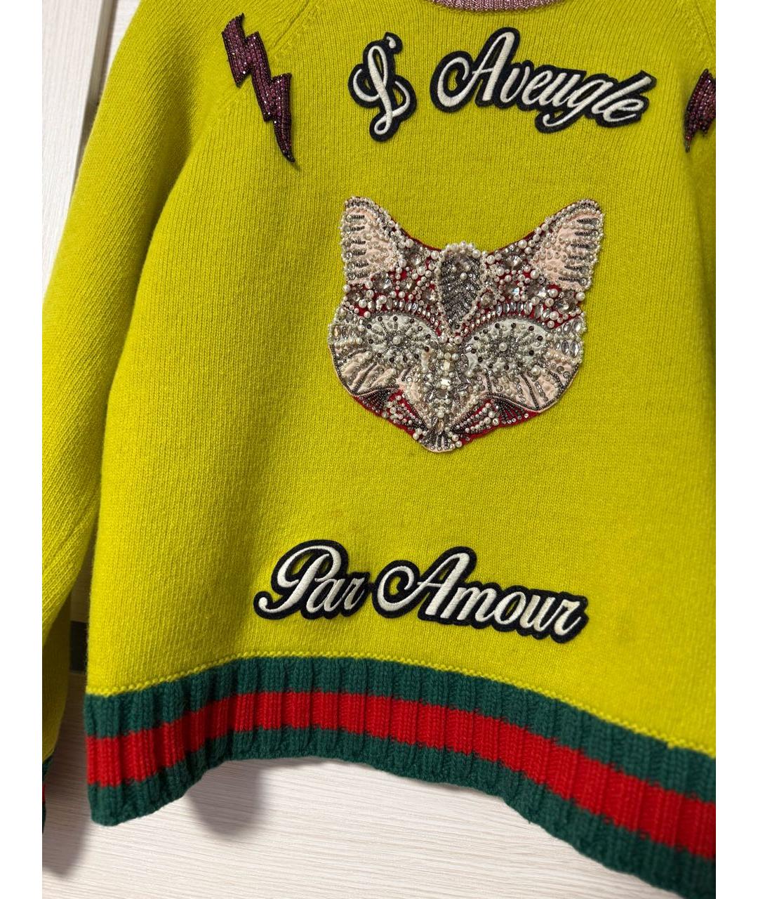 GUCCI Зеленый шерстяной джемпер / свитер, фото 2