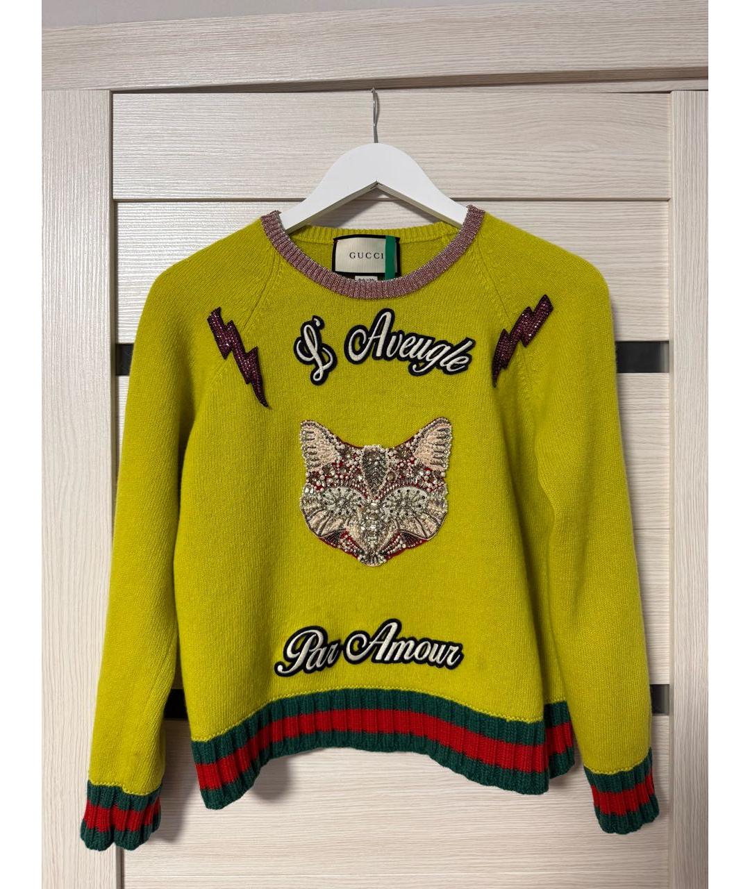 GUCCI Зеленый шерстяной джемпер / свитер, фото 5