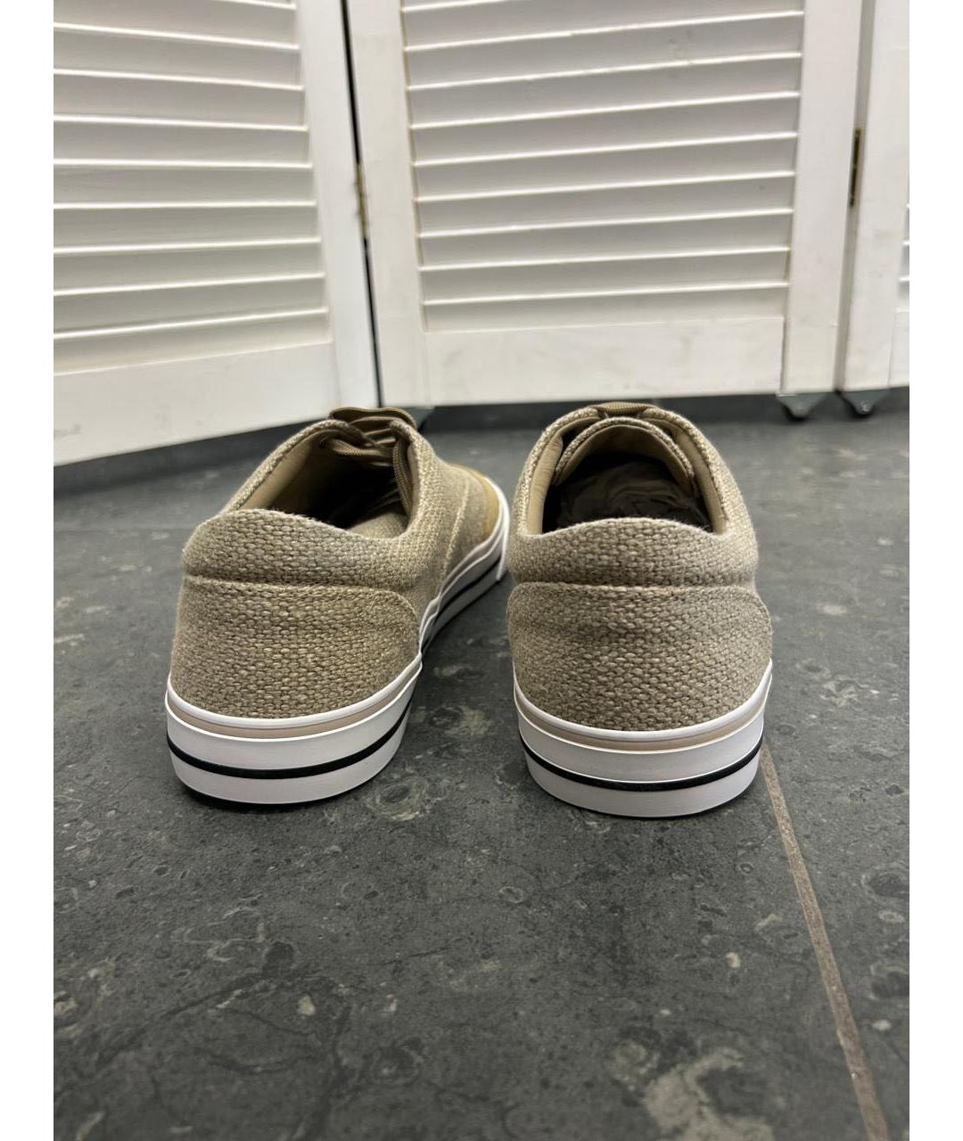 DOLCE&GABBANA Бежевые текстильные низкие кроссовки / кеды, фото 4