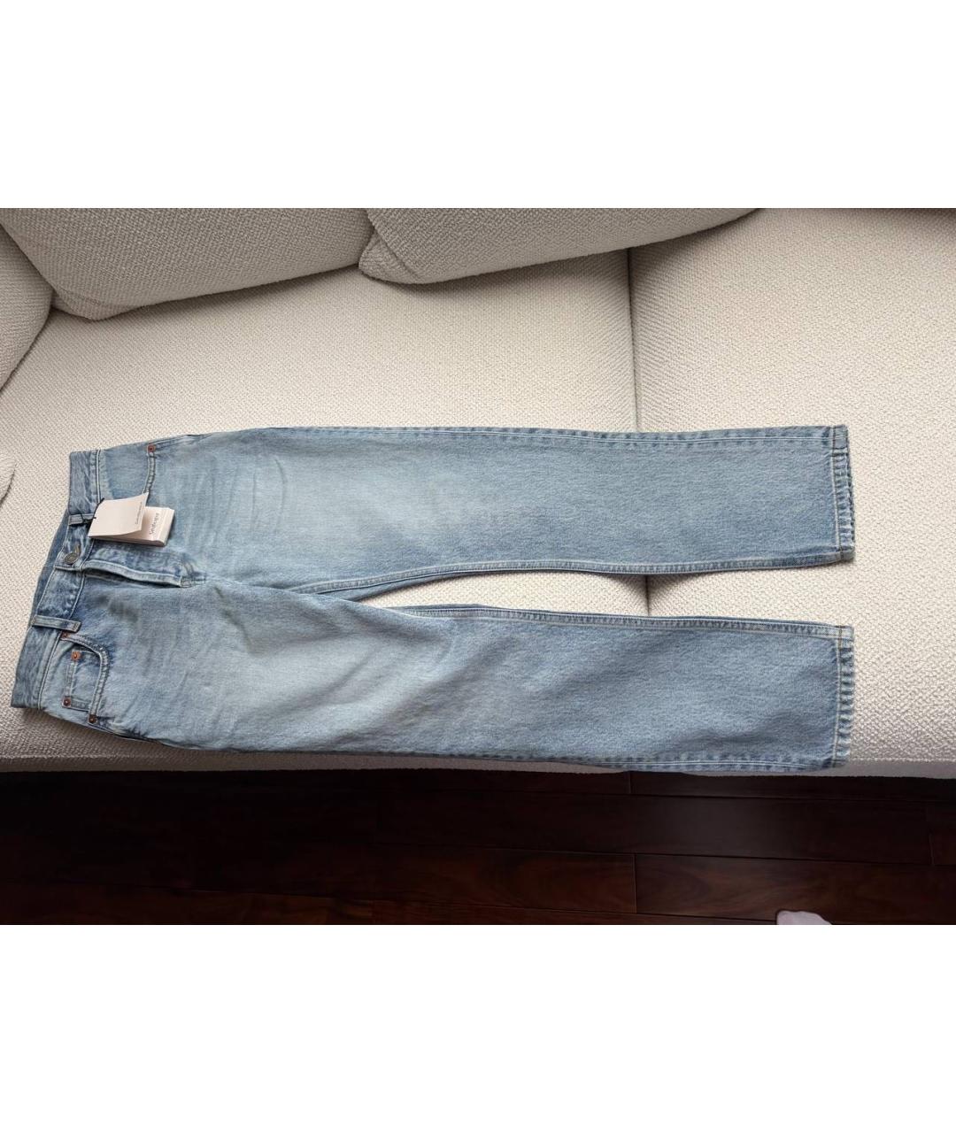 SAINT LAURENT Голубые хлопковые прямые джинсы, фото 3