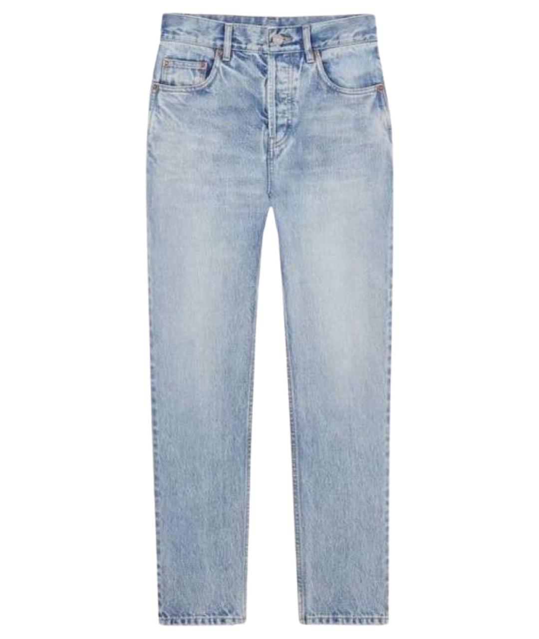 SAINT LAURENT Голубые хлопковые прямые джинсы, фото 1