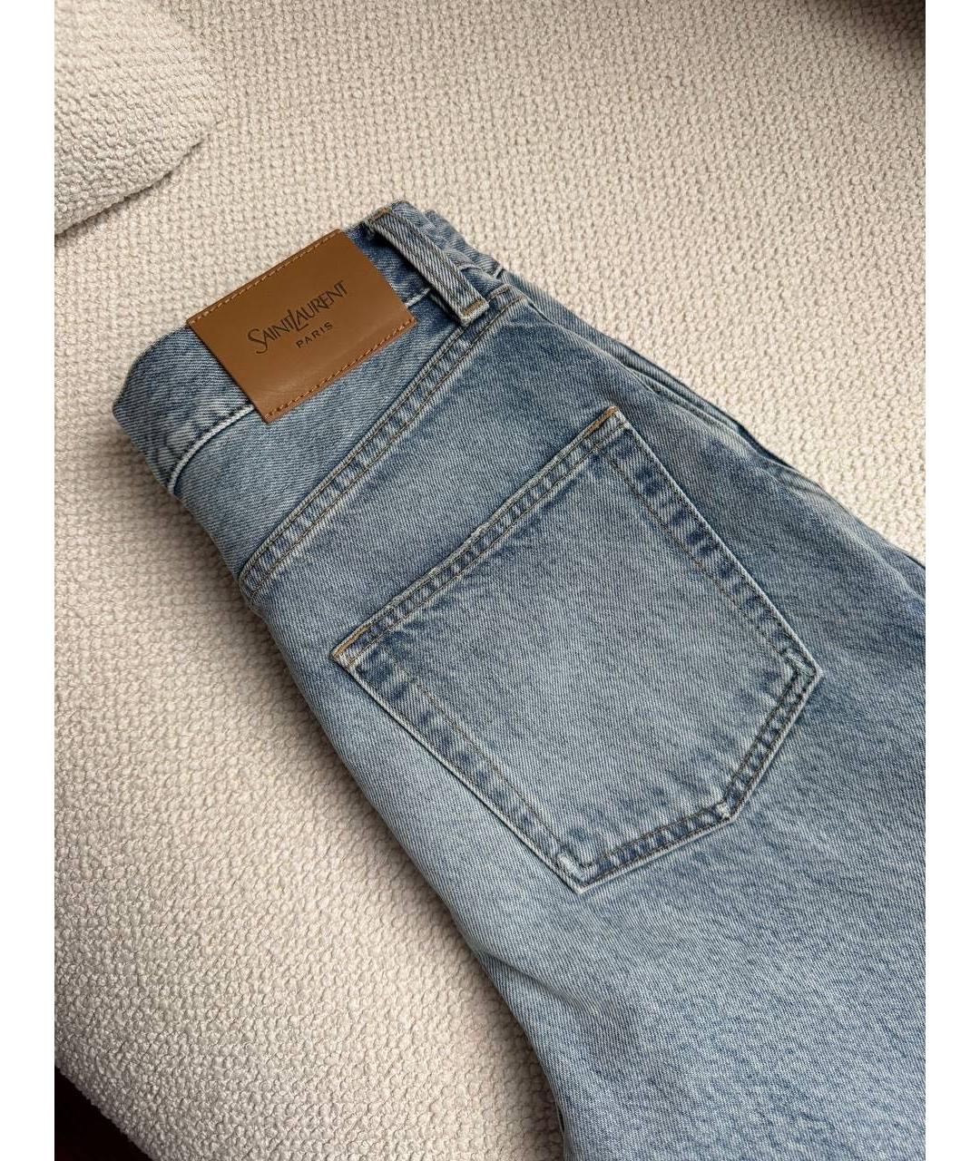 SAINT LAURENT Голубые хлопковые прямые джинсы, фото 2