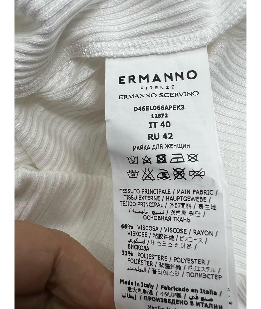 ERMANNO SCERVINO Белая хлопковая майка, фото 5