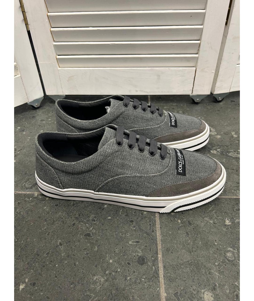 DOLCE&GABBANA Серые текстильные низкие кроссовки / кеды, фото 9