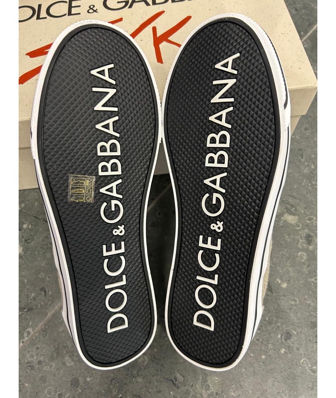 DOLCE&GABBANA Серые текстильные низкие кроссовки / кеды, фото 8