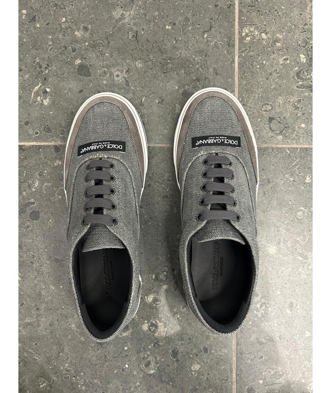 DOLCE&GABBANA Серые текстильные низкие кроссовки / кеды, фото 6