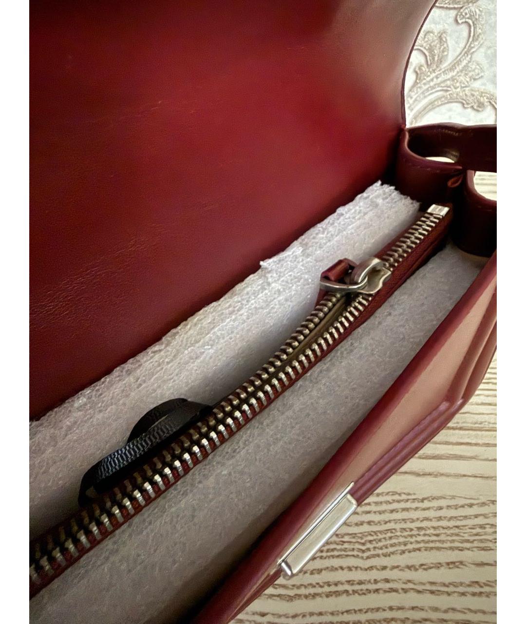 PINKO Бордовая кожаная сумка через плечо, фото 4