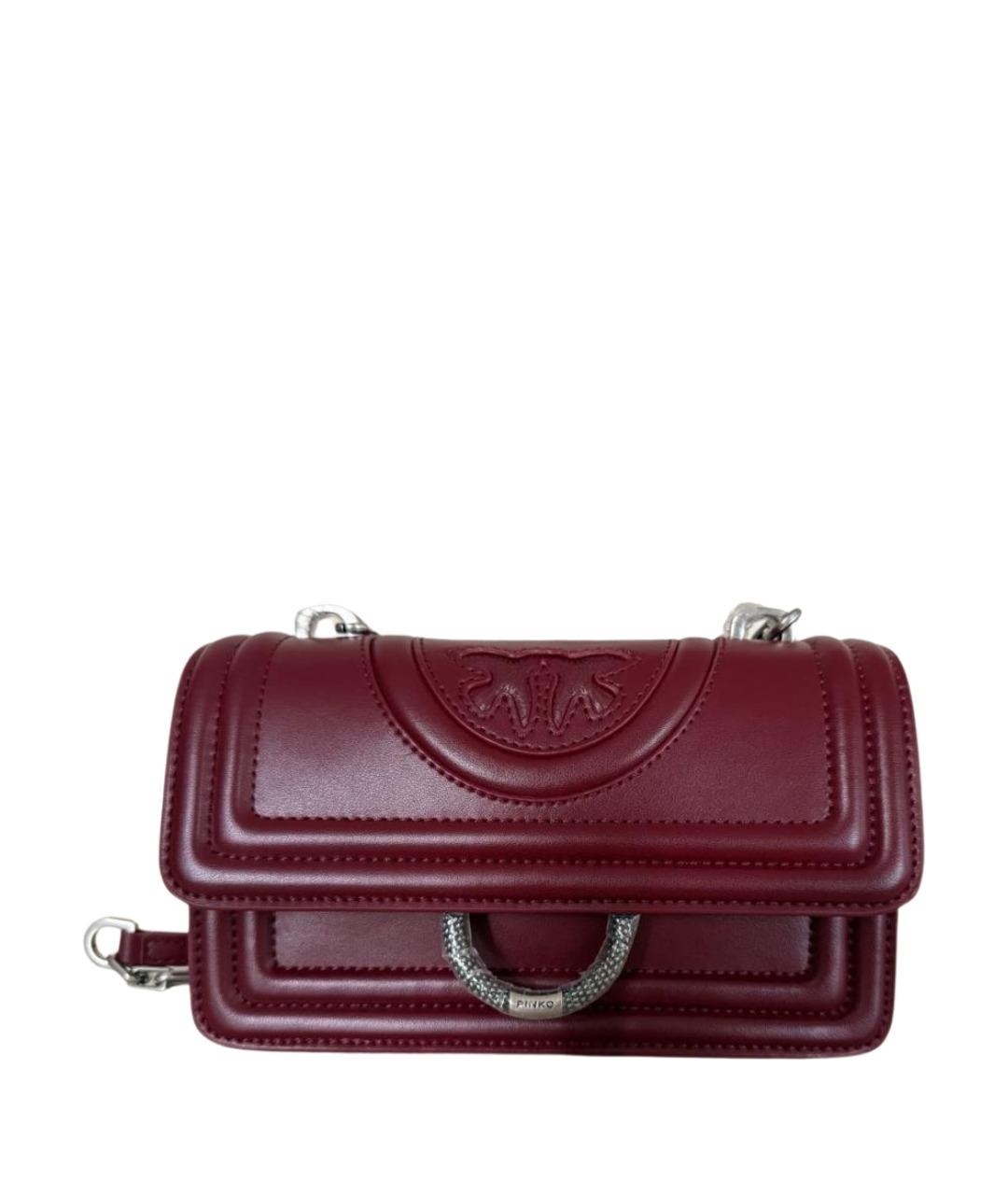 PINKO Бордовая кожаная сумка через плечо, фото 1