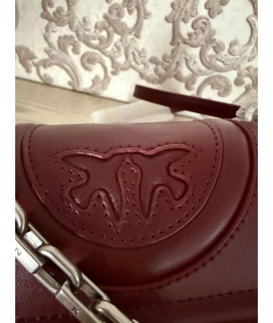 PINKO Бордовая кожаная сумка через плечо, фото 3
