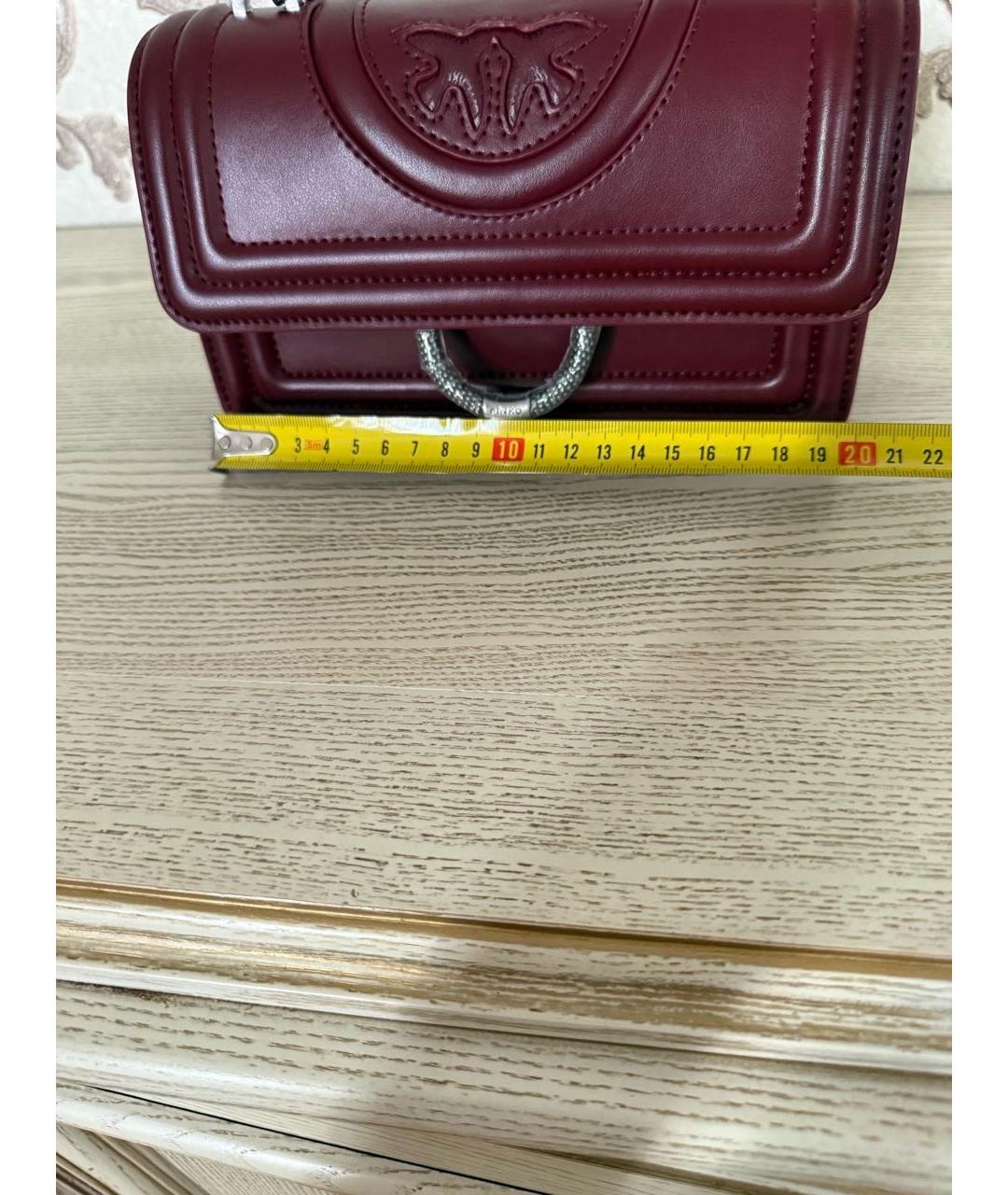 PINKO Бордовая кожаная сумка через плечо, фото 5