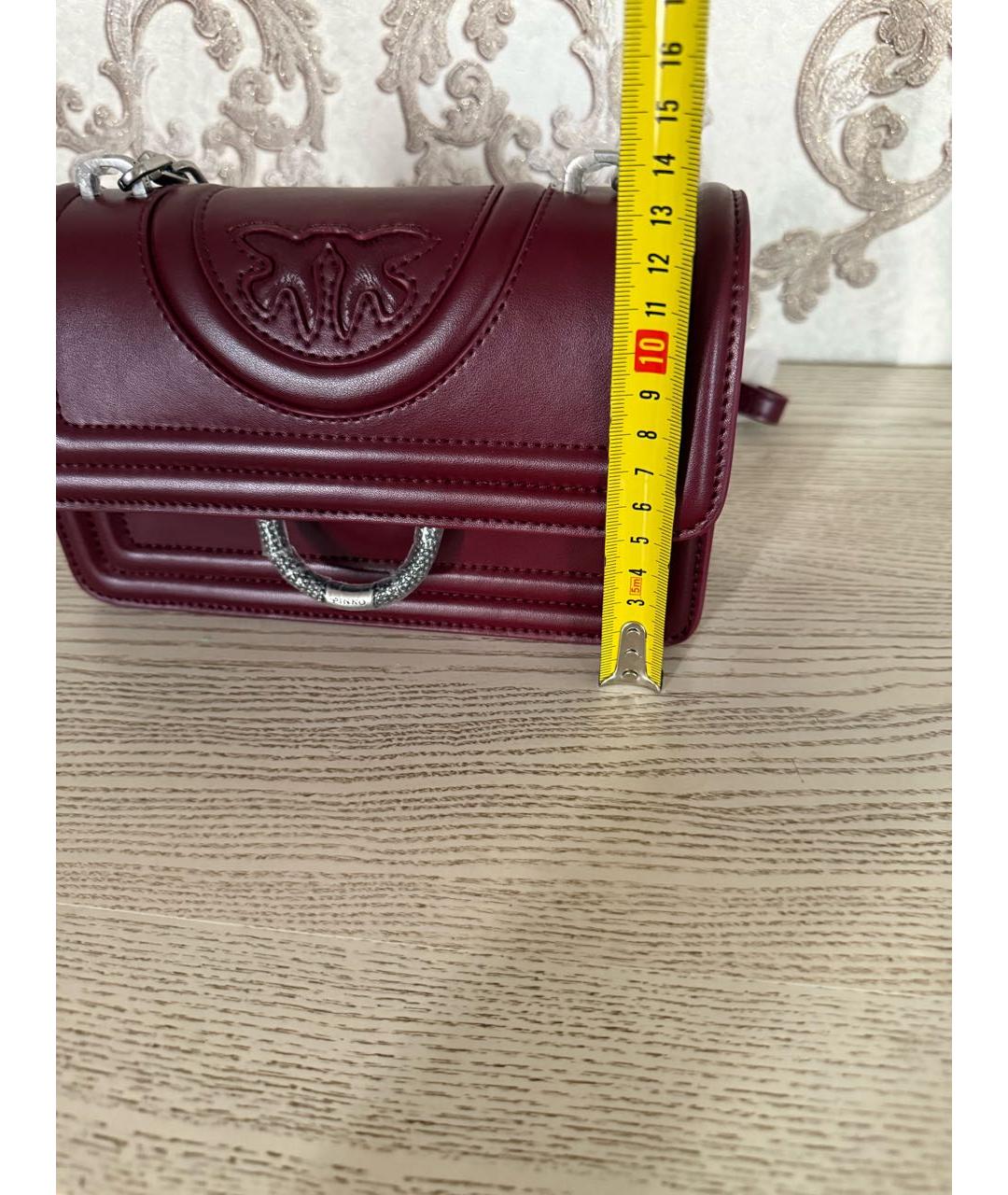PINKO Бордовая кожаная сумка через плечо, фото 6