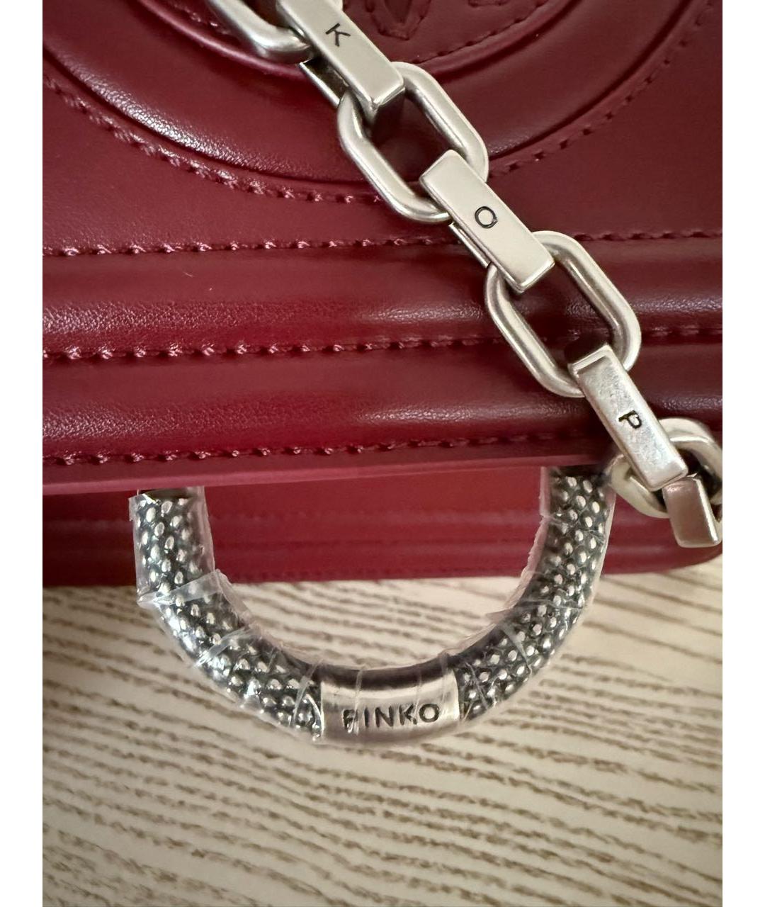PINKO Бордовая кожаная сумка через плечо, фото 8