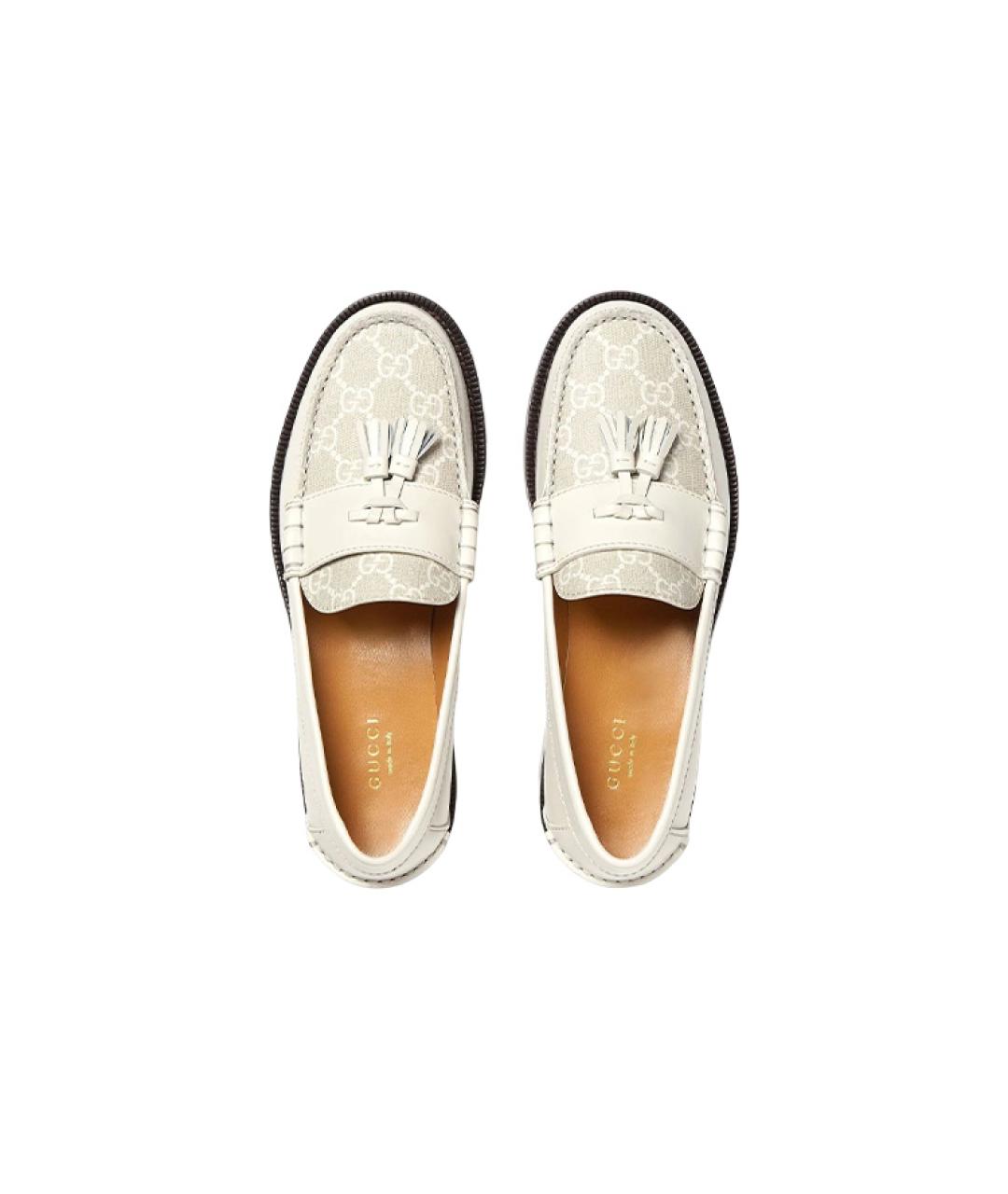 GUCCI Бежевые кожаные лоферы, фото 4