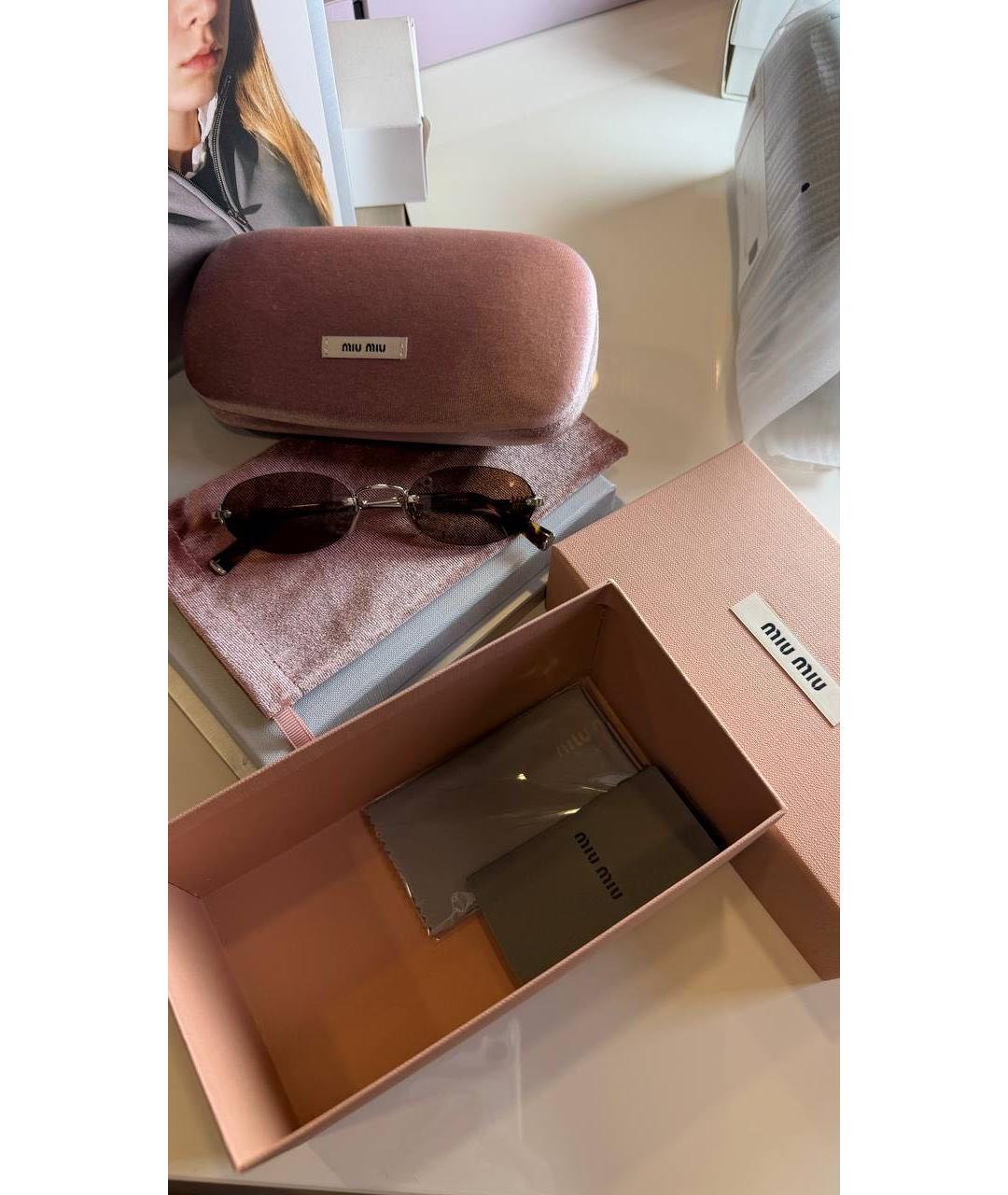 MIU MIU Коричневые металлические солнцезащитные очки, фото 5