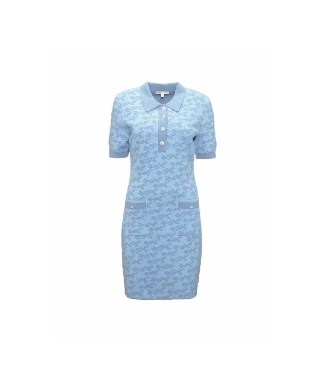 MAJE Голубое вискозное повседневное платье, фото 8