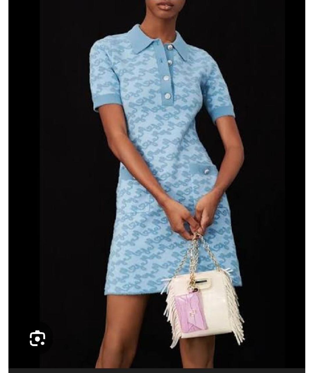 MAJE Голубое вискозное повседневное платье, фото 6