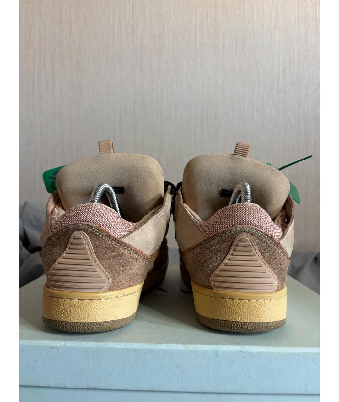 LANVIN Бежевые замшевые низкие кроссовки / кеды, фото 4