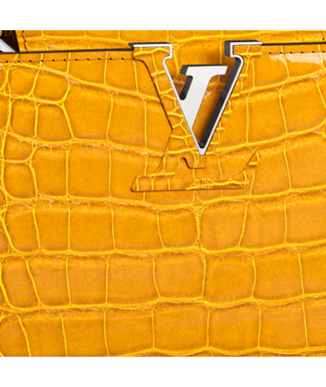 LOUIS VUITTON Золотая кожаная сумка через плечо, фото 5