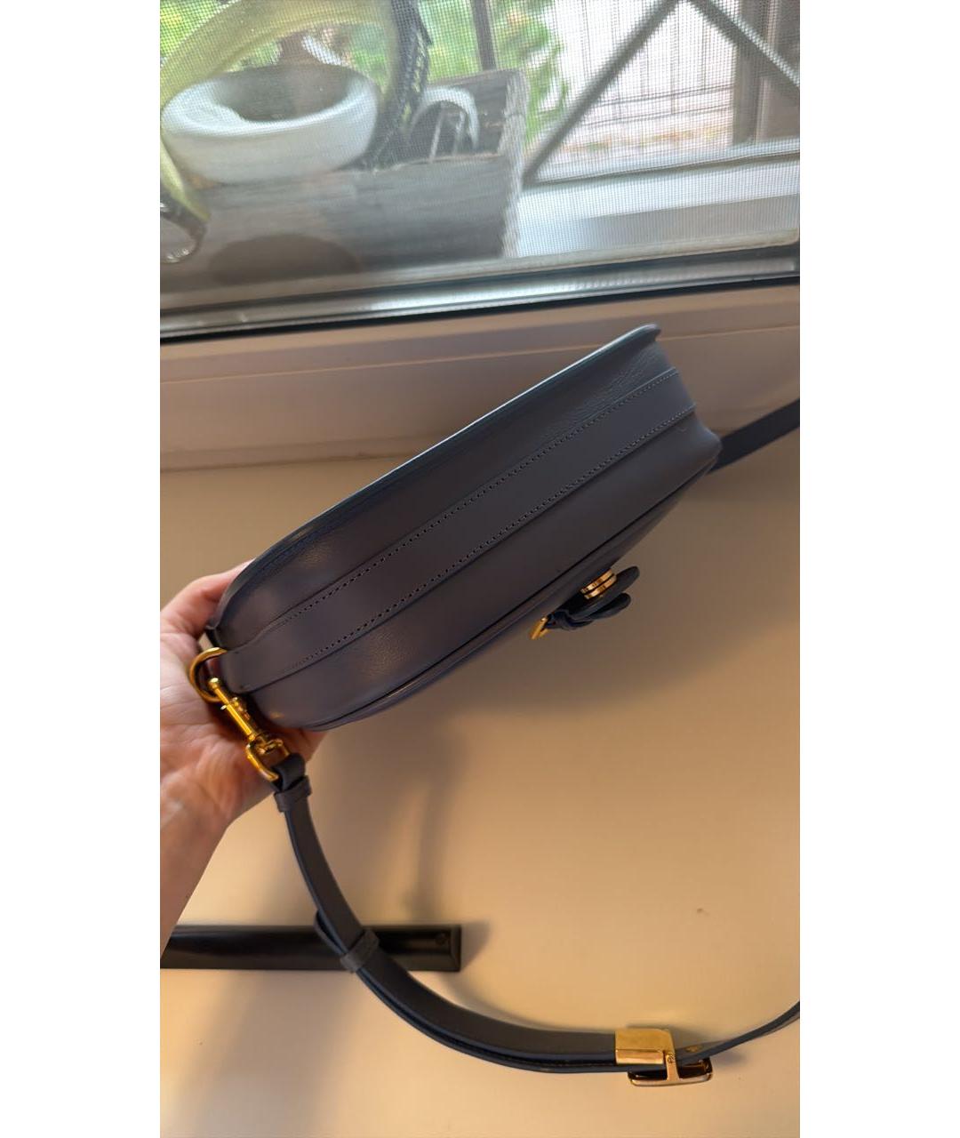 CHRISTIAN DIOR Темно-синяя кожаная сумка через плечо, фото 3