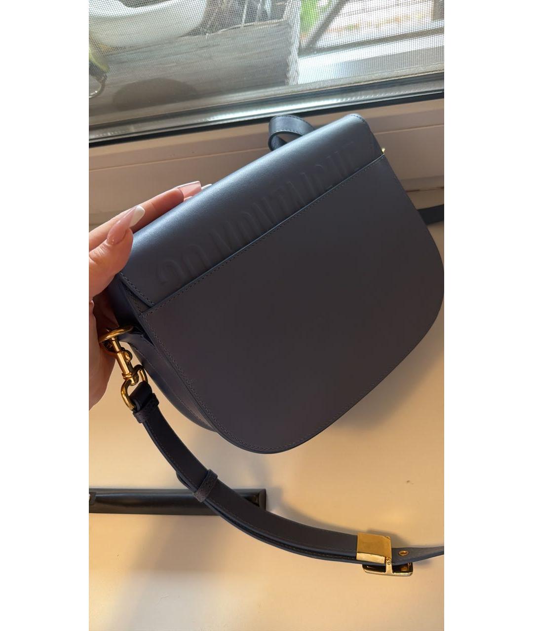 CHRISTIAN DIOR Темно-синяя кожаная сумка через плечо, фото 2