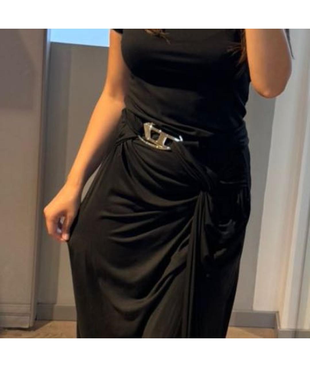 DIESEL Черное хлопко-эластановое повседневное платье, фото 6