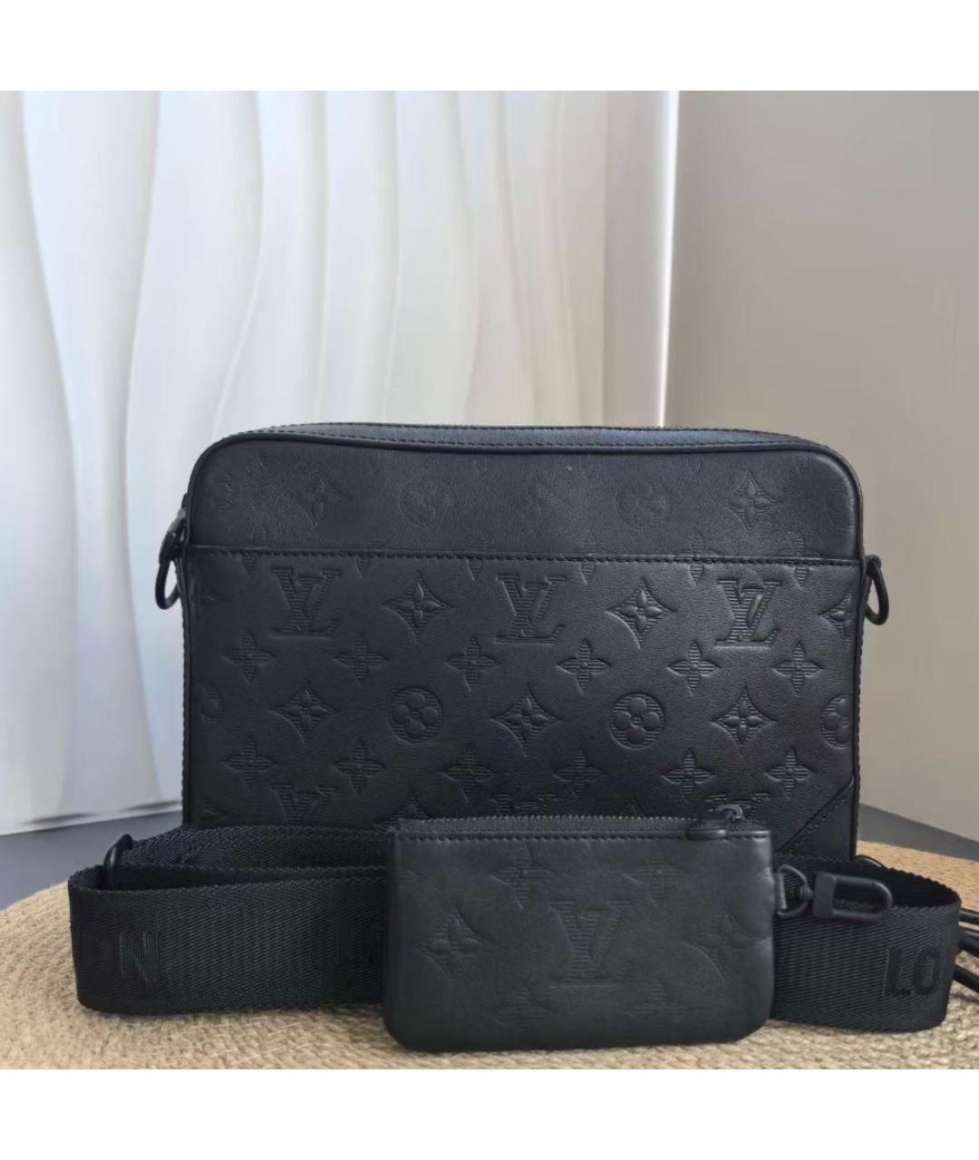 LOUIS VUITTON Черная кожаная сумка на плечо, фото 3