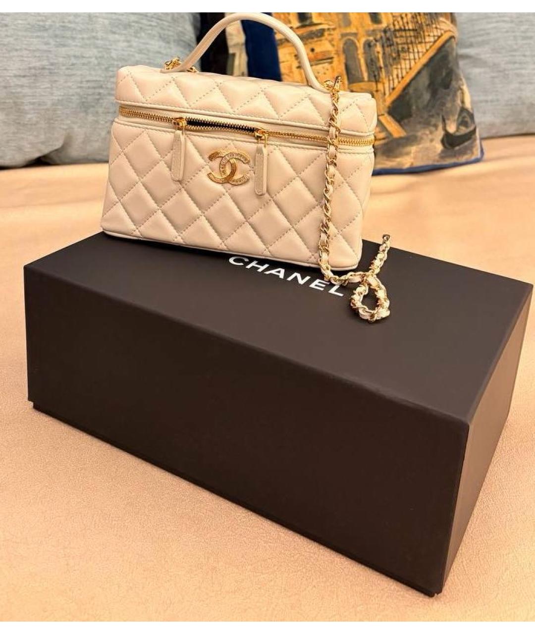 CHANEL Бежевая кожаная сумка через плечо, фото 2