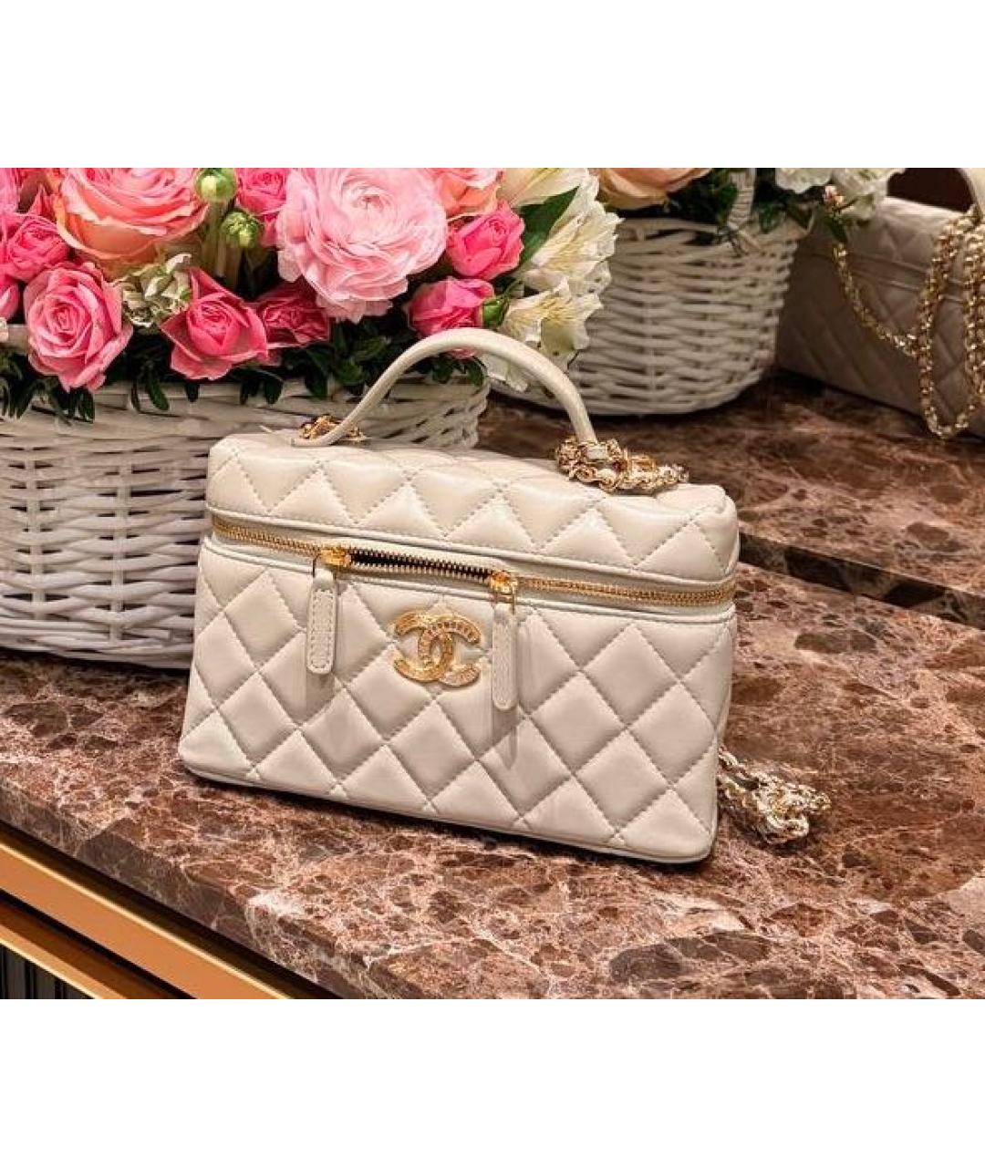 CHANEL Бежевая кожаная сумка через плечо, фото 3