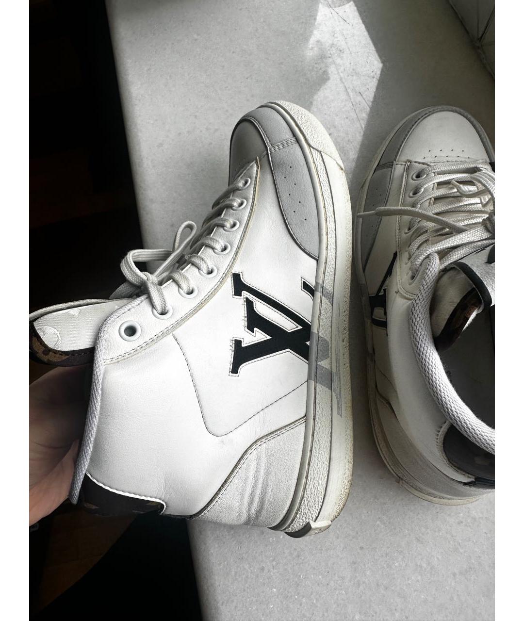 LOUIS VUITTON Белые кожаные высокие кроссовки / кеды, фото 5