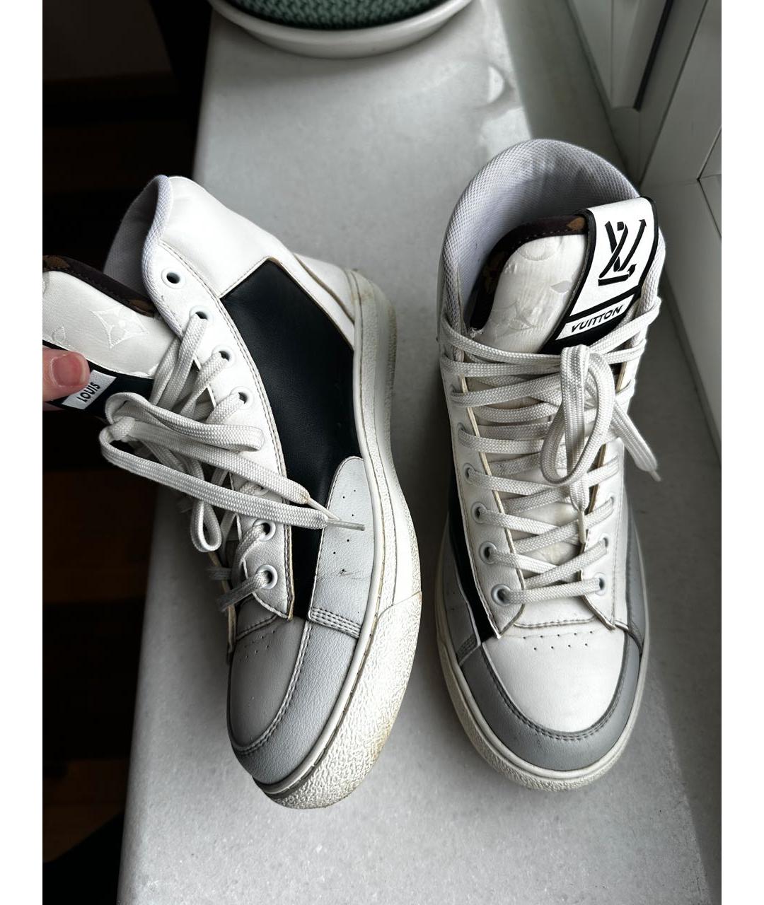 LOUIS VUITTON Белые кожаные высокие кроссовки / кеды, фото 3