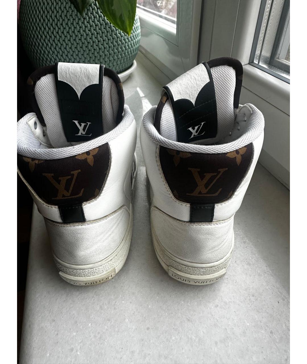 LOUIS VUITTON Белые кожаные высокие кроссовки / кеды, фото 4