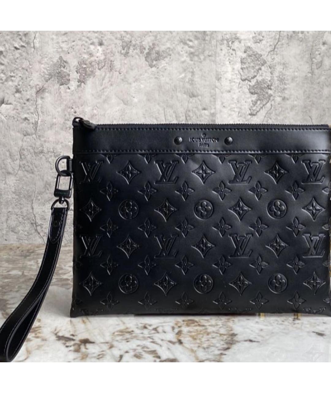 LOUIS VUITTON Черный кожаный кошелек, фото 3