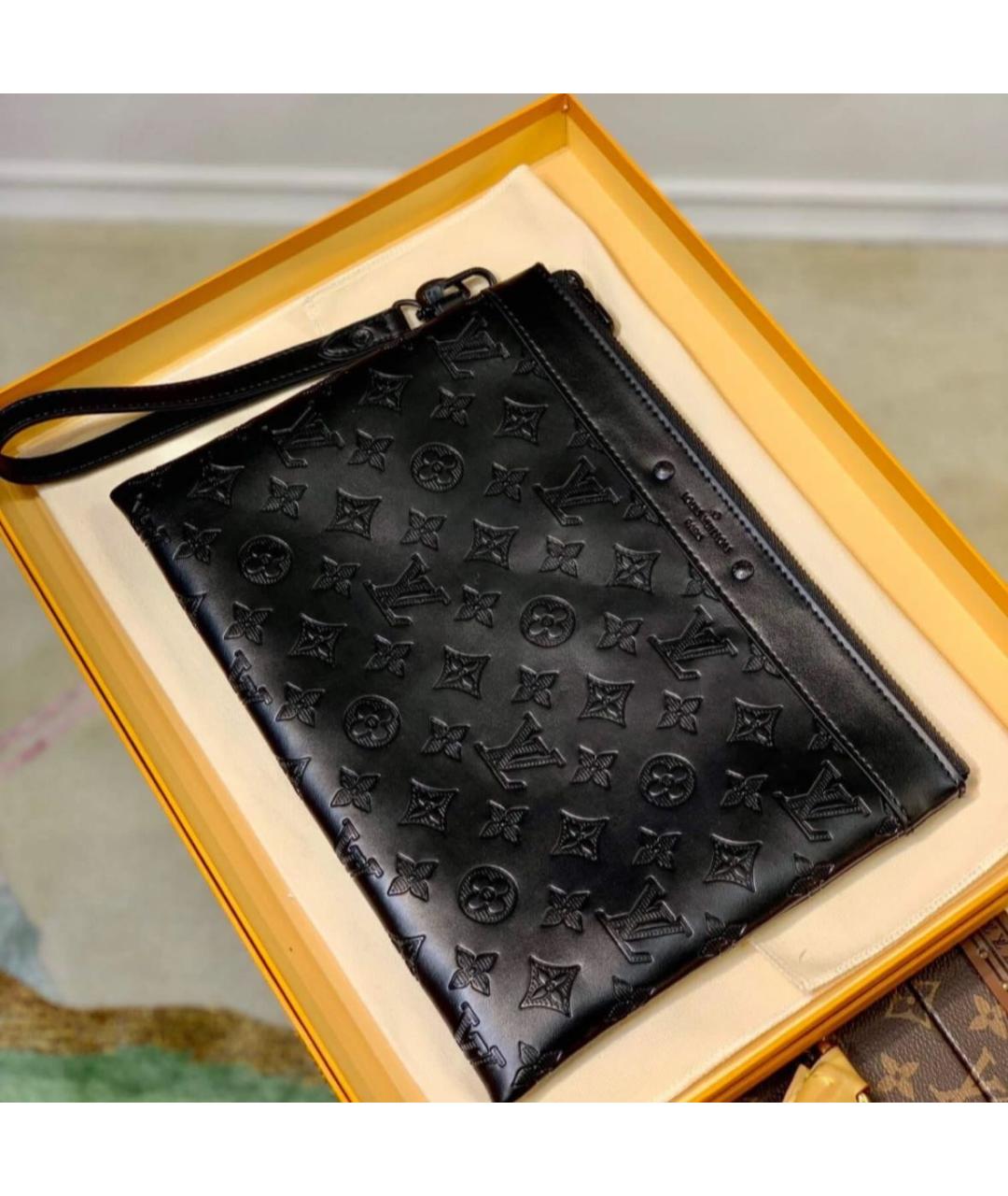 LOUIS VUITTON Черный кожаный кошелек, фото 2