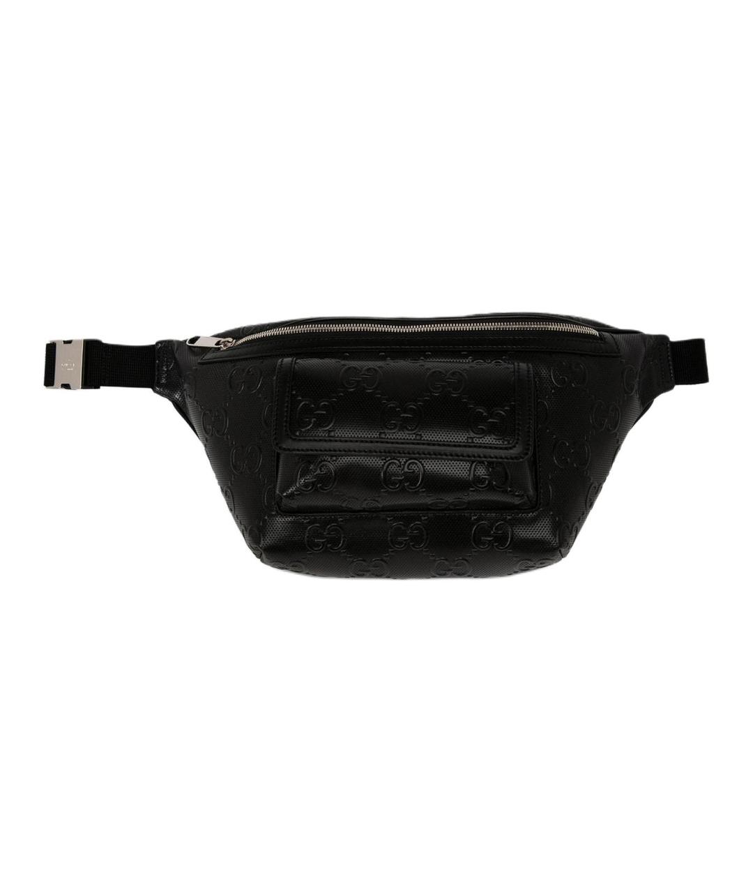 GUCCI Черная кожаная поясная сумка, фото 1