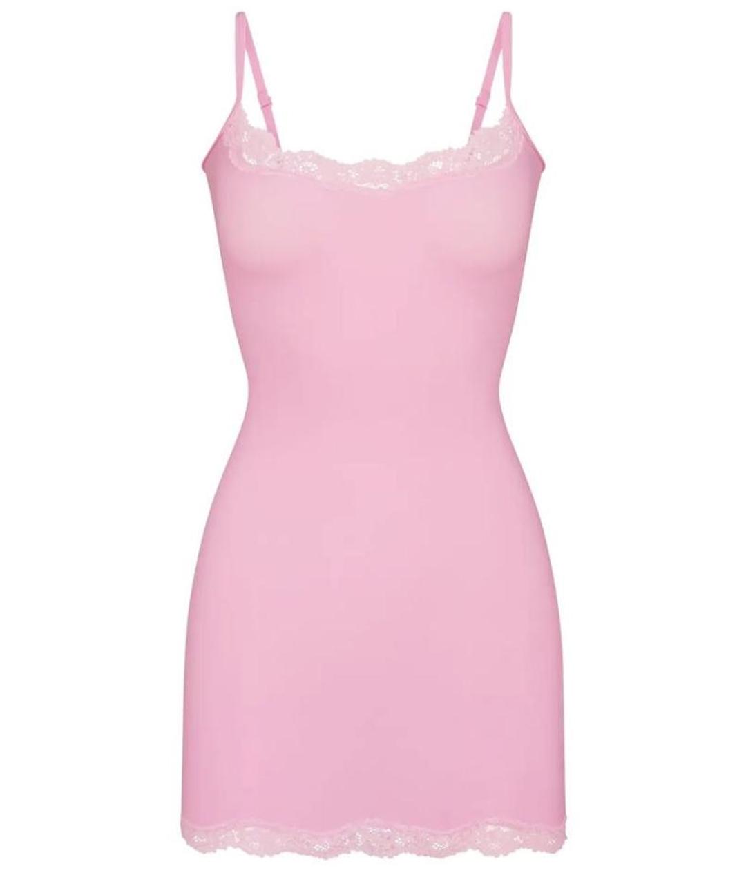 SKIMS Розовое хлопко-эластановое коктейльное платье, фото 1
