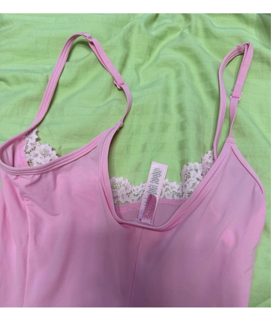 SKIMS Розовое хлопко-эластановое коктейльное платье, фото 3