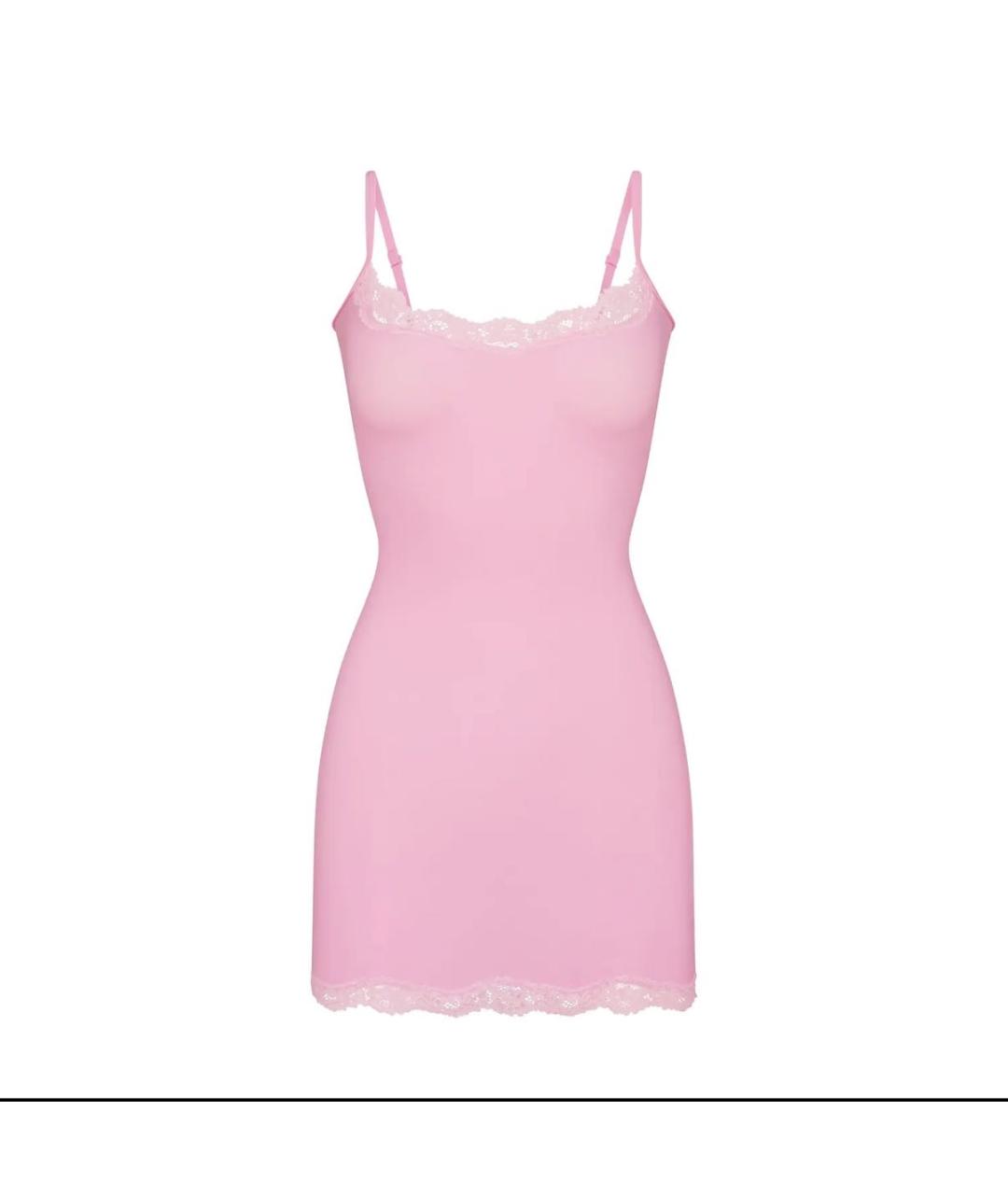SKIMS Розовое хлопко-эластановое коктейльное платье, фото 5